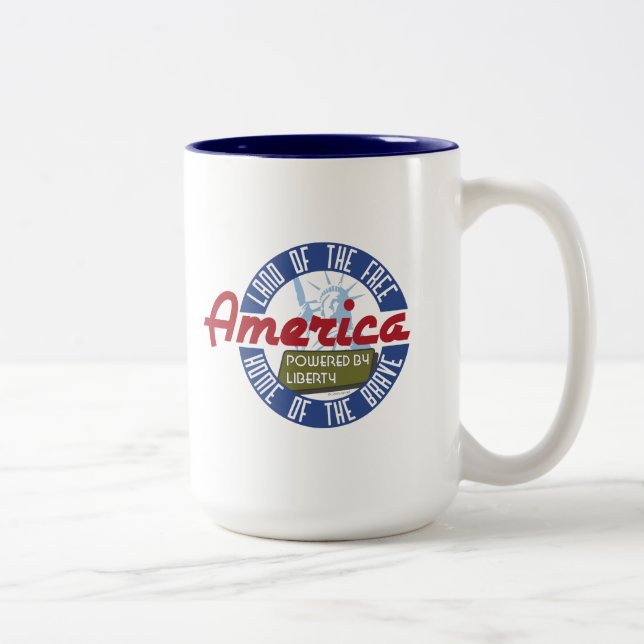 Em Dois Tons América: Psto pela liberdade - caneca de café (Direita)