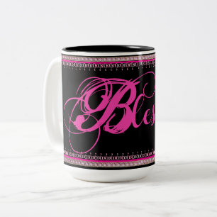 Em Dois Tons Bendito! Caneca de Café (Rosa/Preto)