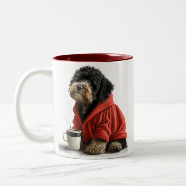 Em Dois Tons Bernedoodle, Labradoodle, caneca de café Goldendoo (Esquerda)
