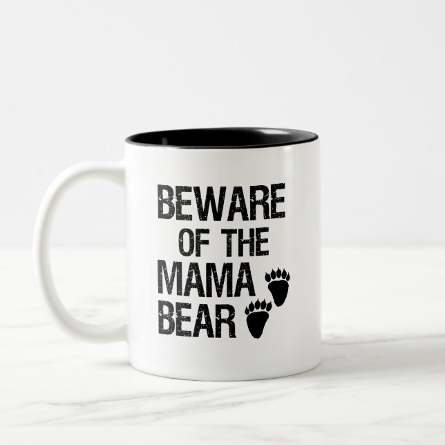 Em Dois Tons Beware da caneca de café engraçada do Mama (Esquerda)