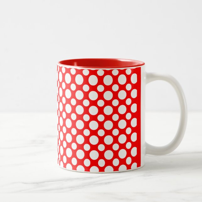 Em Dois Tons Bolinhas brancas na caneca vermelha de café (Direita)