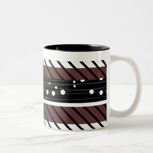Em Dois Tons Bolinhas, listrada, caneca de café com padrão retr (Direita)