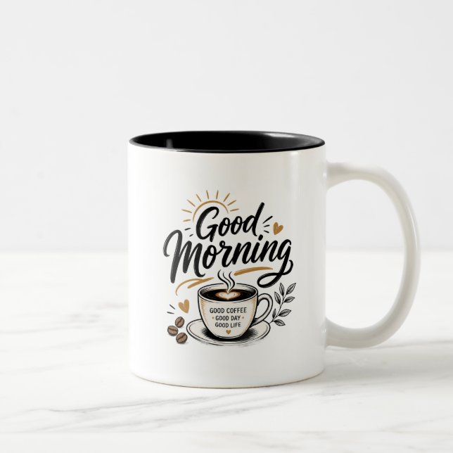 Em Dois Tons Bom Desenho de Caneca de Café da Manhã | Bom Café  (Direita)