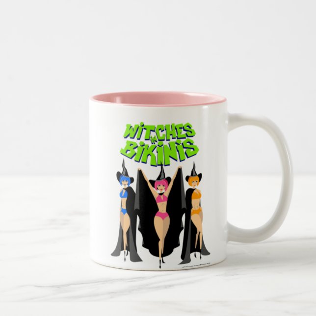 Em Dois Tons Bruxas na caneca de café dos biquinis com forro (Direita)