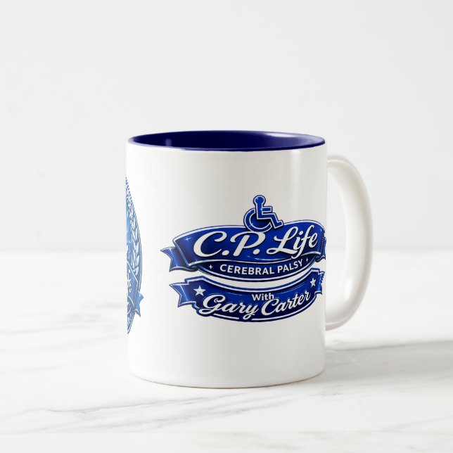 Em Dois Tons C.P. Life - Design de Caneca de Café Paralisia Cer (Frente Esquerda)