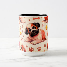 Em Dois Tons Cachorro bonito padrão 11 oz. caneca de café