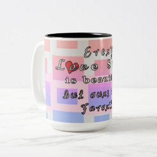 Em Dois Tons Cada Love Story é caneca de café bonita