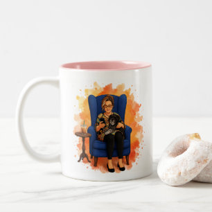 Em Dois Tons Café Gelado, um Furbaby e um Caneca de Podcast de