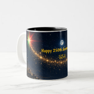 Em Dois Tons Caneca 250 Anos EUA, 1776–2026 Copa de Café Patrió