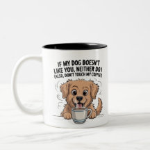 Caneca com Citação Divertida de Cachorro e Café