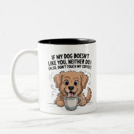 Em Dois Tons Caneca com Citação Divertida de Cachorro e Café
