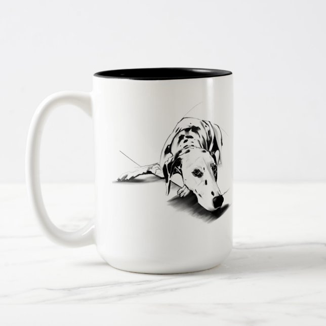 Em Dois Tons Caneca Dálmata – Caneca de Café com Cachorro Malha (Esquerda)