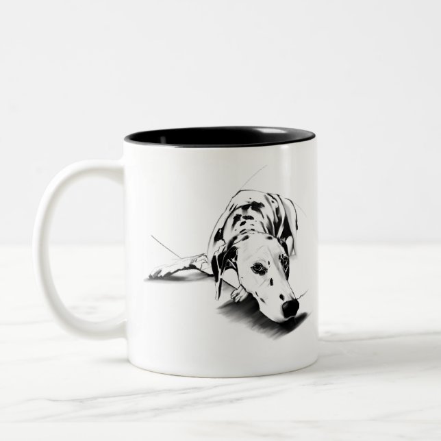 Em Dois Tons Caneca Dálmata – Caneca de Café com Cachorro Malha (Esquerda)