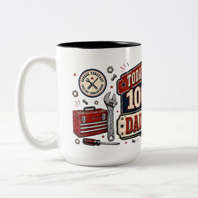 Em Dois Tons Caneca de Café 100% Chance de Papai Consertar (Esquerda)