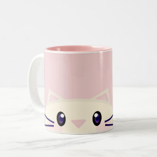 Em Dois Tons Caneca de café aconchegante de gato de desenho ani