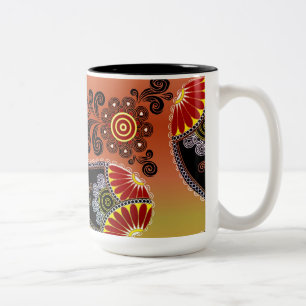 Em Dois Tons Caneca de café alaranjada dourada do teste padrã