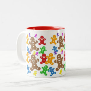 Em Dois Tons Caneca de café alegre dos homens de pão-de-espé