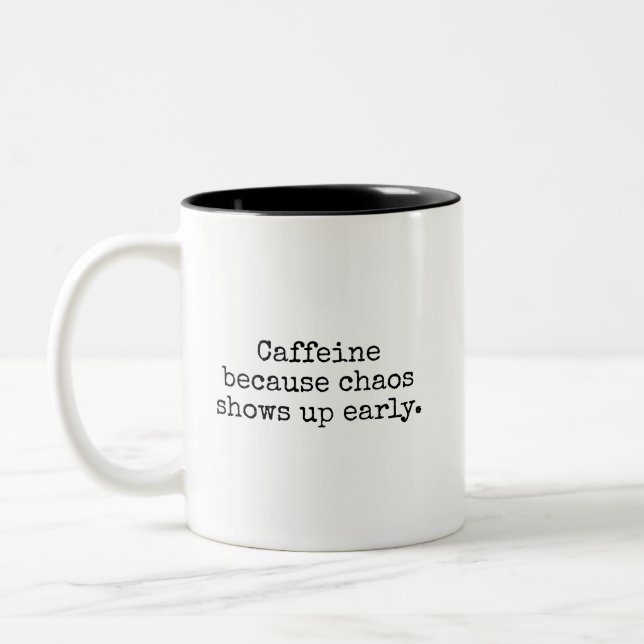 Em Dois Tons Caneca de Café Alimentada pelo Caos (Esquerda)