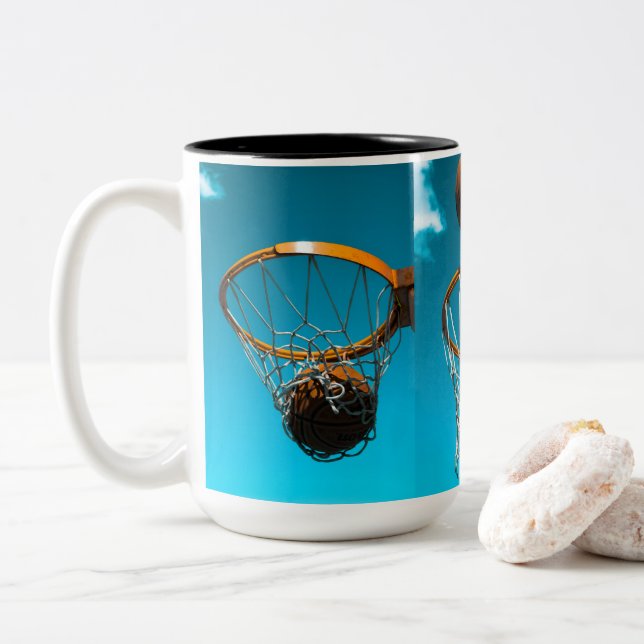 Em Dois Tons Caneca de Café Amante de Basquete – Comer. Dormir. (Com Donut)