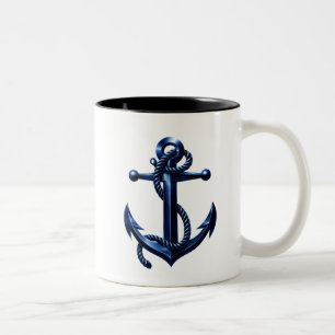 Em Dois Tons Caneca de Café Âncora Náutica Design Oceano Cost