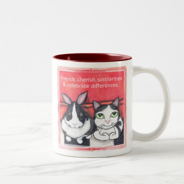 Em Dois Tons Caneca de café animal dos amigos (Direita)
