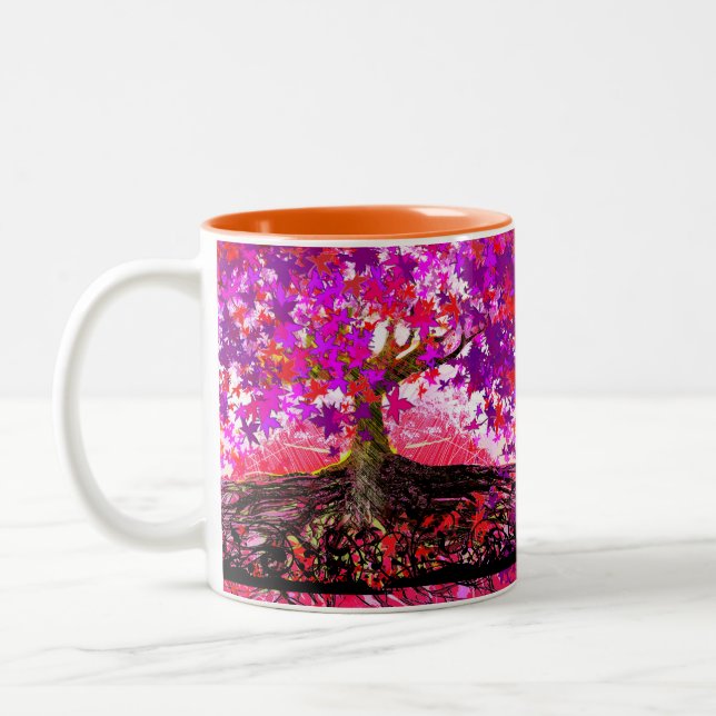 Em Dois Tons Caneca de Café Arte Original - Raízes Profundas (Esquerda)