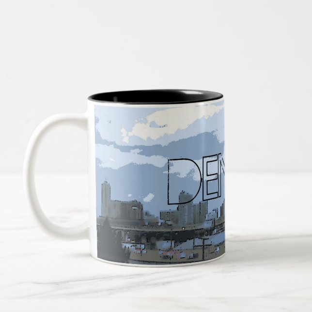 Em Dois Tons Caneca de café artística da skyline de Denver (Esquerda)