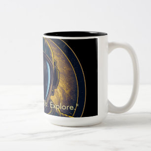 Em Dois Tons Caneca de Café Astronauta Galáxia Dourada Vetor Ci