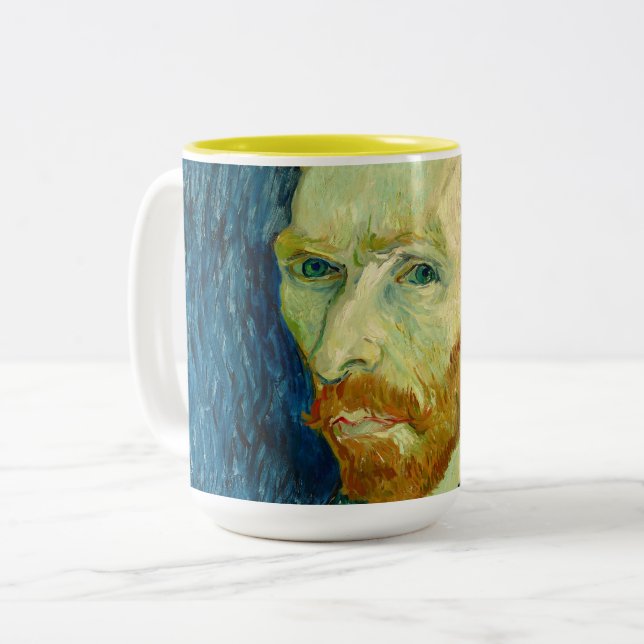 Em Dois Tons Caneca de Café Auto-Retrato de Van Gogh (Frente Esquerda)
