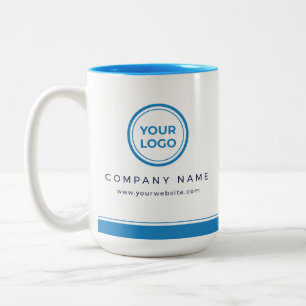 Em Dois Tons Caneca de Café Azul Claro com Logotipo Personaliza
