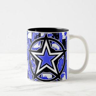 Em Dois Tons Caneca de café azul da estrela de Emo