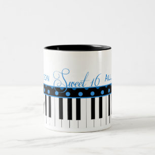 Em Dois Tons Caneca de café azul e preta do doce 16 do tema do