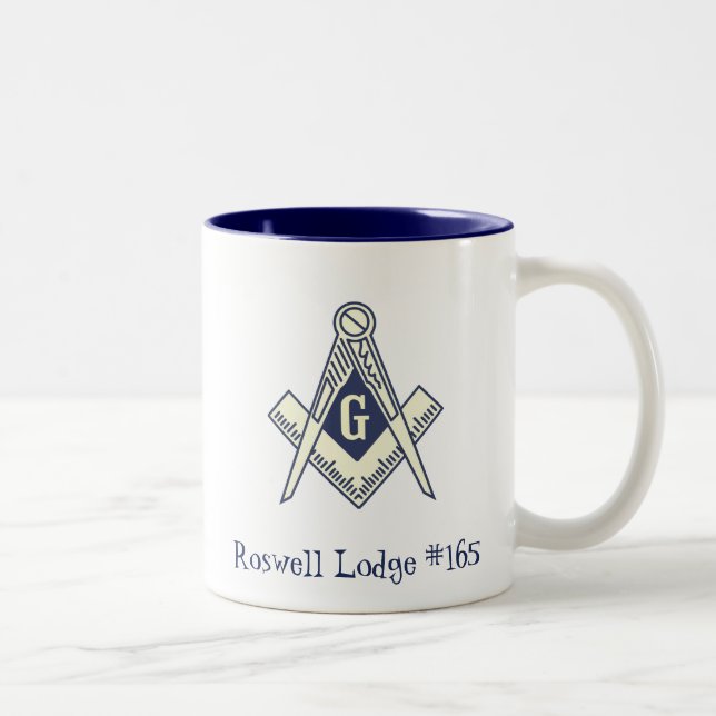 Em Dois Tons Caneca de café azul maçónica feita sob encomenda (Direita)