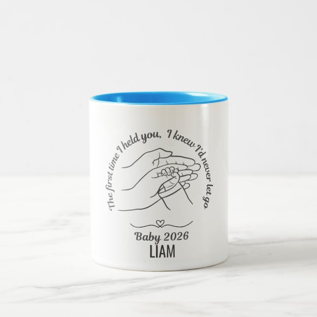 Em Dois Tons Caneca de Café Azul Personalizada Bebê 2026 Nome  (Centro)