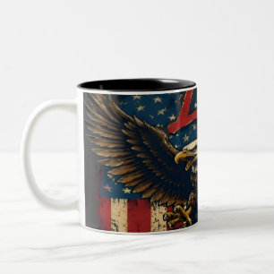 Em Dois Tons Caneca de Café Bandeira Americana Patriótica Orgul