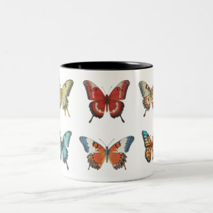 Em Dois Tons Caneca de Café Bicolor de Borboletas Coloridas