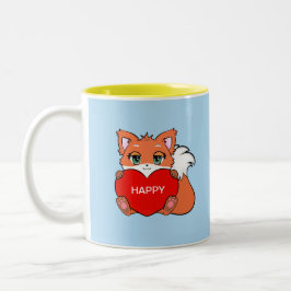 Em Dois Tons Caneca de Café Bicolor de Raposa Bebê Feliz Fofa c