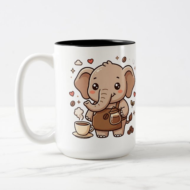 Em Dois Tons Caneca de Café Bicolor Elefante Fofo (Esquerda)
