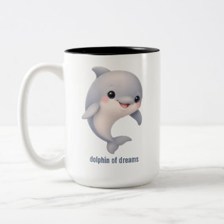 Em Dois Tons Caneca de Café Bicolor Golfinho de Desenho Fofo