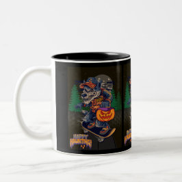 Em Dois Tons CANECA DE CAFÉ Bicolor LOBO NO HALLOWEEN