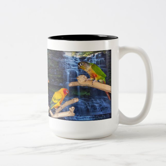 Em Dois Tons Caneca de café bonita de Conure (Direita)