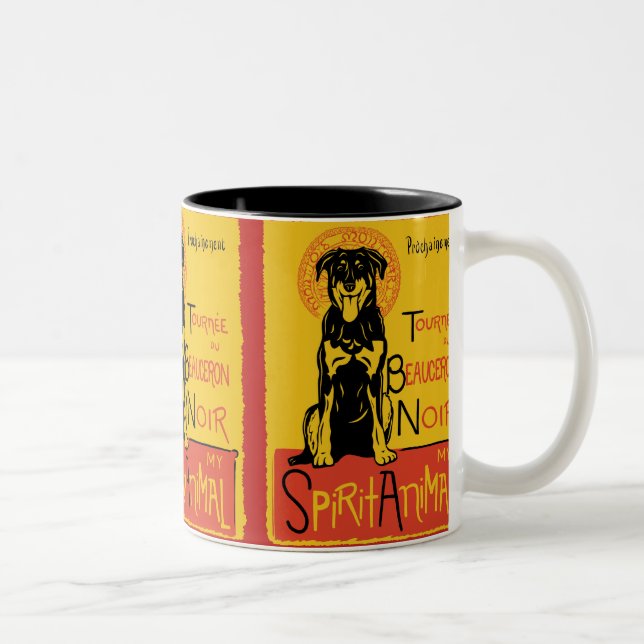 Em Dois Tons Caneca de café bonito do cão de Beauceron (Direita)
