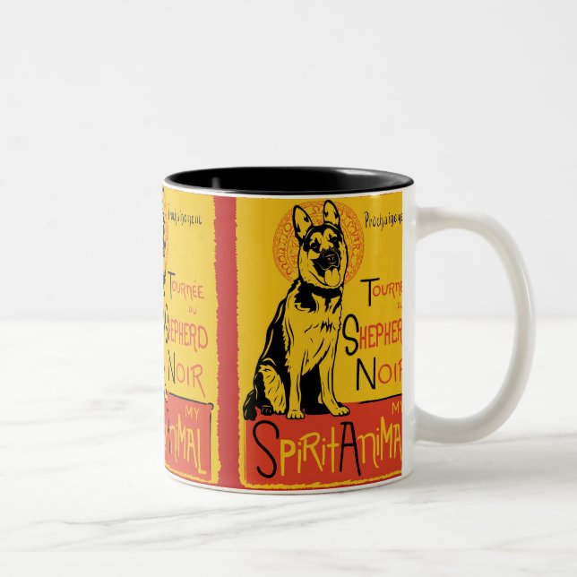 Em Dois Tons Caneca de café bonito do cão do german shepherd (Direita)
