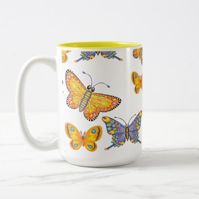 Em Dois Tons Caneca de Café Borboletas (Esquerda)