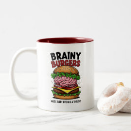 Em Dois Tons Caneca de Café Brainy Burgers