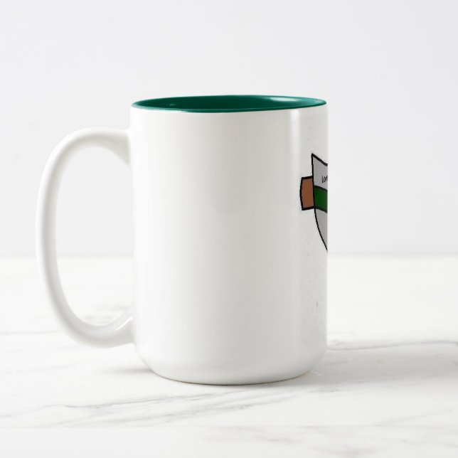 Em Dois Tons Caneca de café branca de 15 oz com interior verde (Esquerda)
