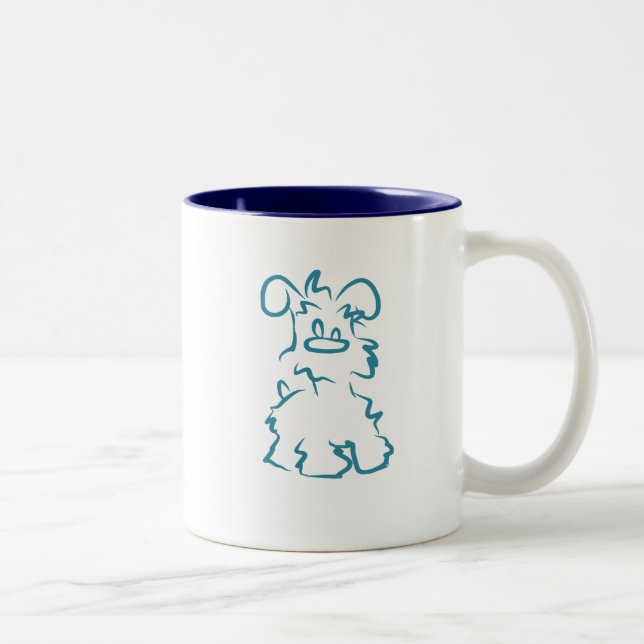 Em Dois Tons Caneca de café branca diminuta do Schnauzer (Direita)
