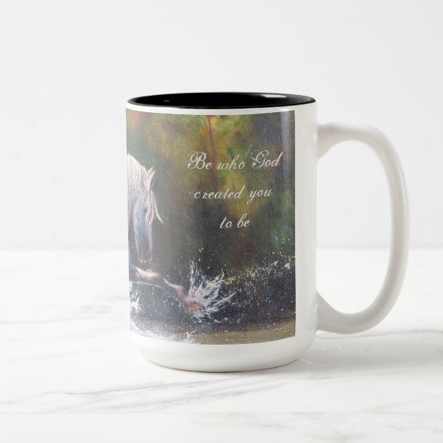 Em Dois Tons Caneca de café branca selvagem do garanhão (Direita)