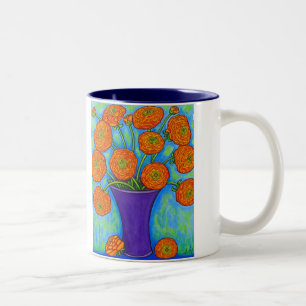 Em Dois Tons Caneca de café brilhante do ranúnculo