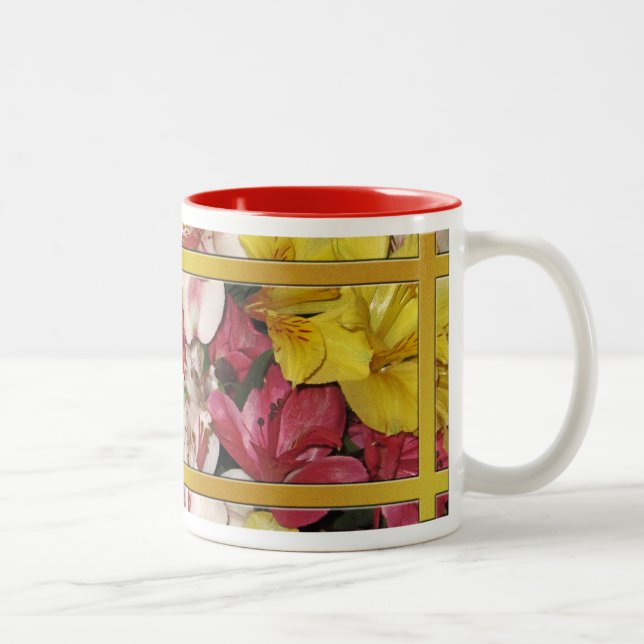 Em Dois Tons Caneca de Café Buquê Floral (Direita)